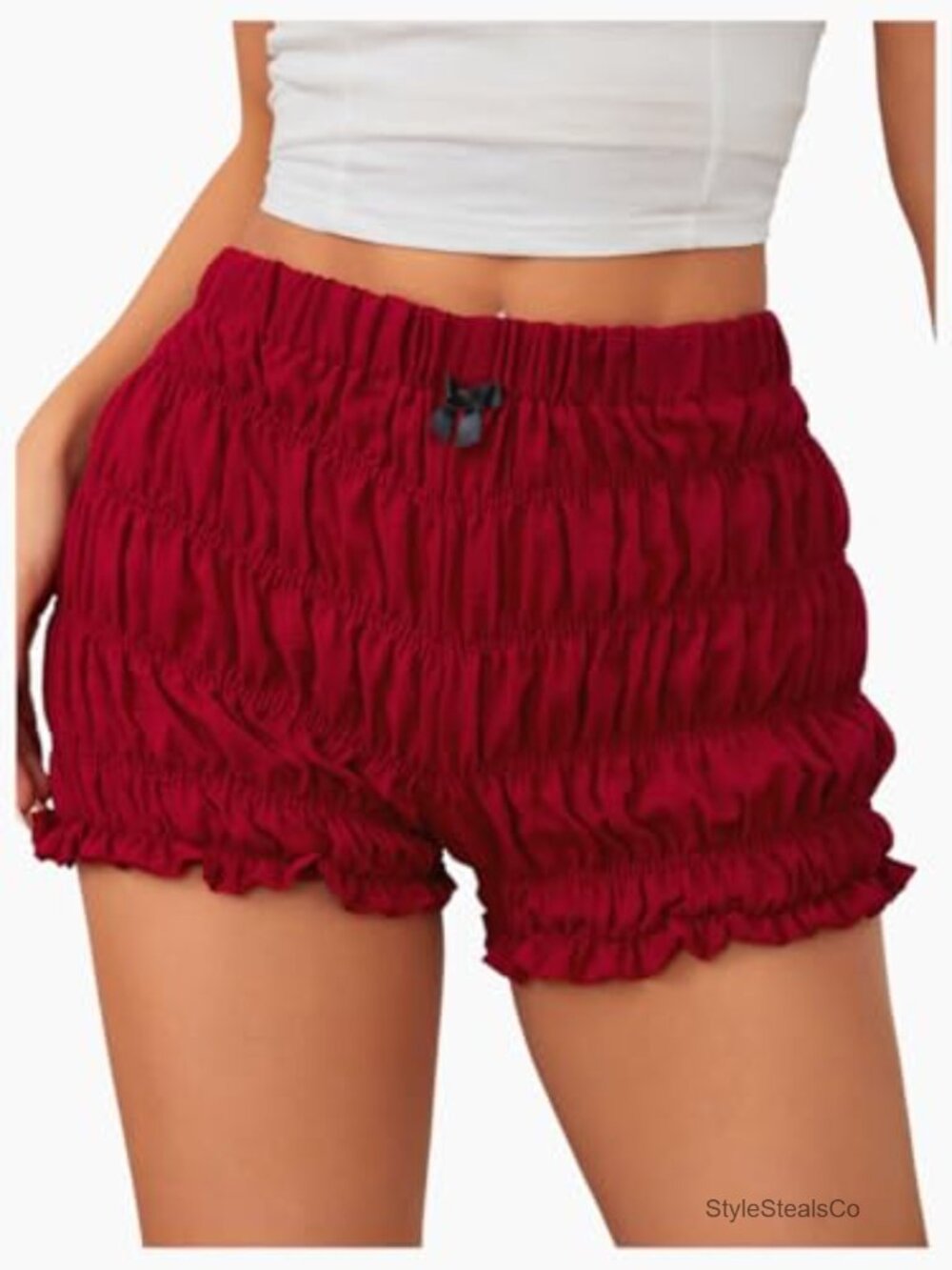 Women's Ruffle Bloomer Shorts Lace Micro Short Elastic Waist Y2k Summer